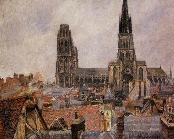 卡米耶 畢沙羅 The Roofs of Old Rouen, The Cathedral
